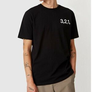 Wood Wood 321 Men's Organic‎ Cotton Black Short Sleeve Crewneck T-Shirt - L